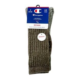 Champion Outdoor Athletic Wool Blend 2 Pack Crew Socks Size 6-12 NWT